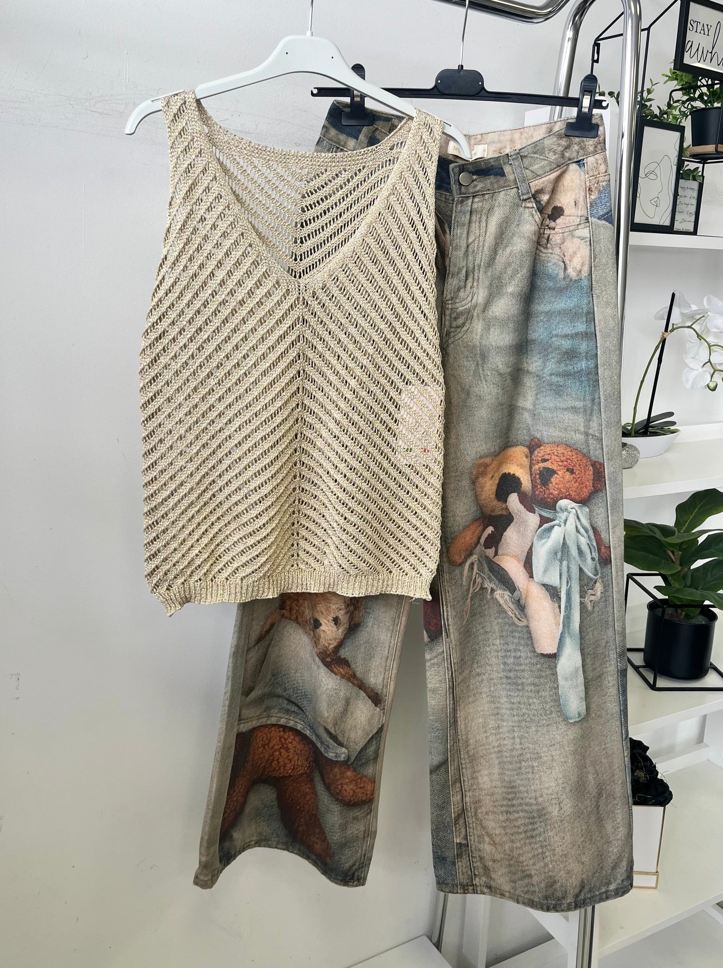 10862 “V”mintás lurex top