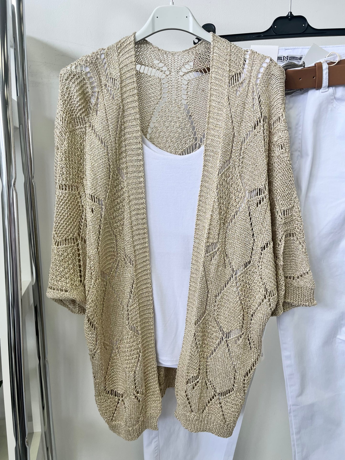 10659 LUREX lyukacsos mintás kardigán