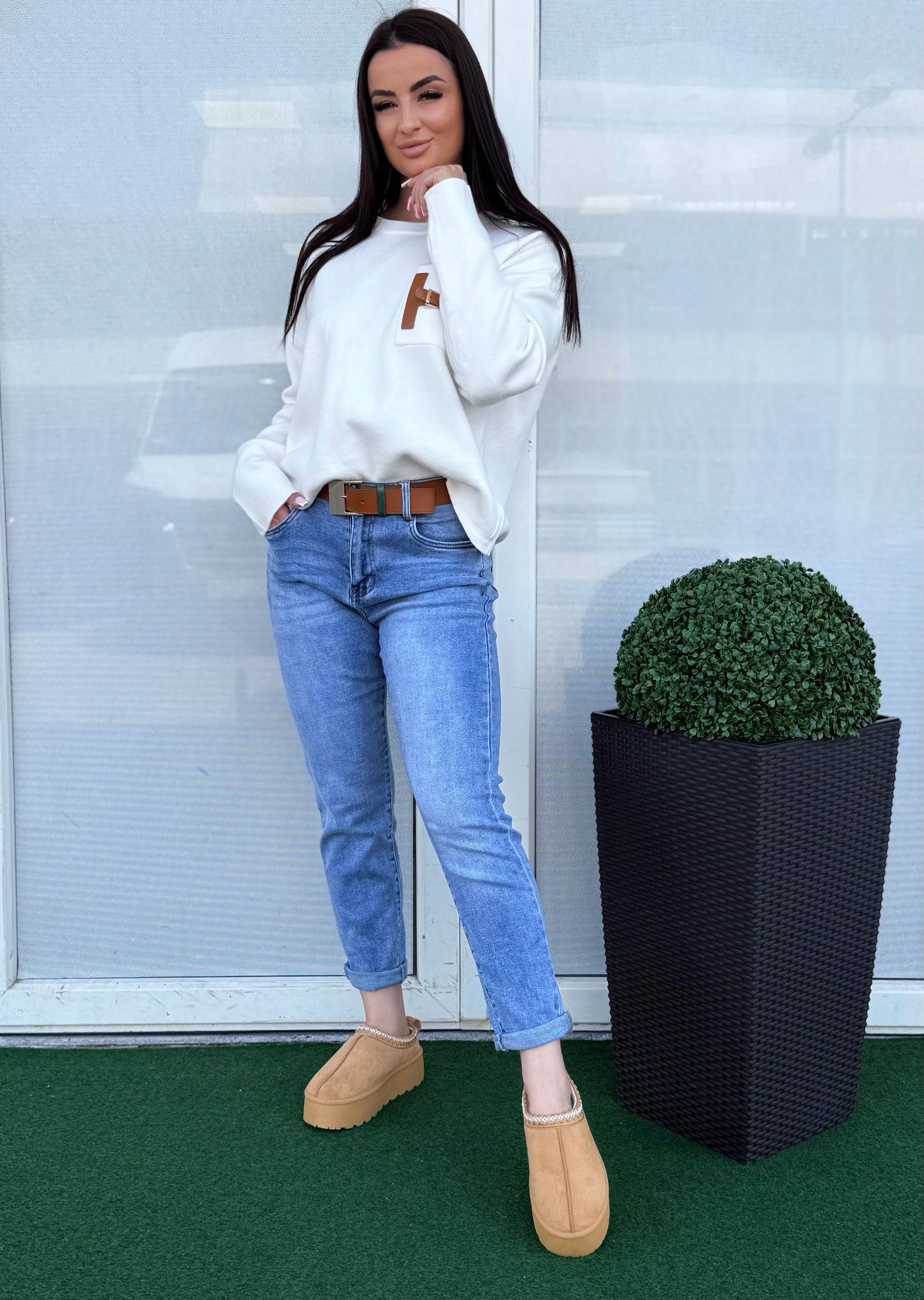 85748 HENNA oversized kötött pulóver