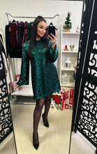 Kép betöltése a galériamegjelenítőbe: 6666 MARION flitteres, hátán masnis ruha