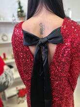 Kép betöltése a galériamegjelenítőbe: 6666 MARION flitteres, hátán masnis ruha