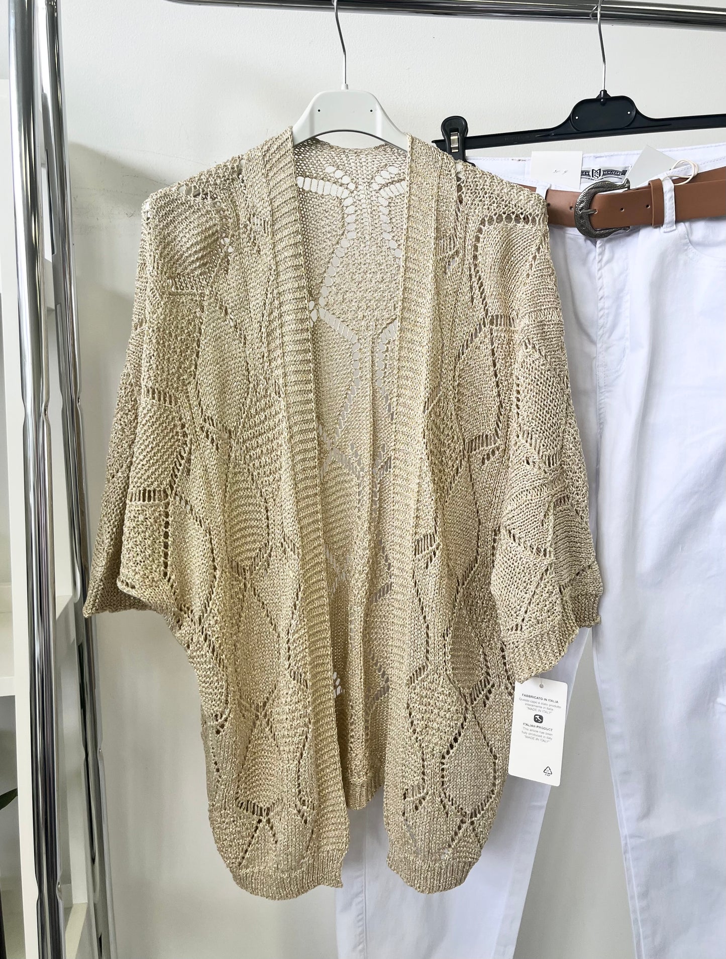 10659 LUREX lyukacsos mintás kardigán