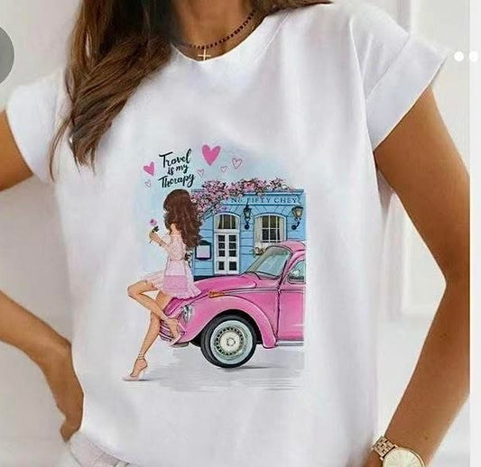 2415 TRAVEL is my therapy pink bogár póló