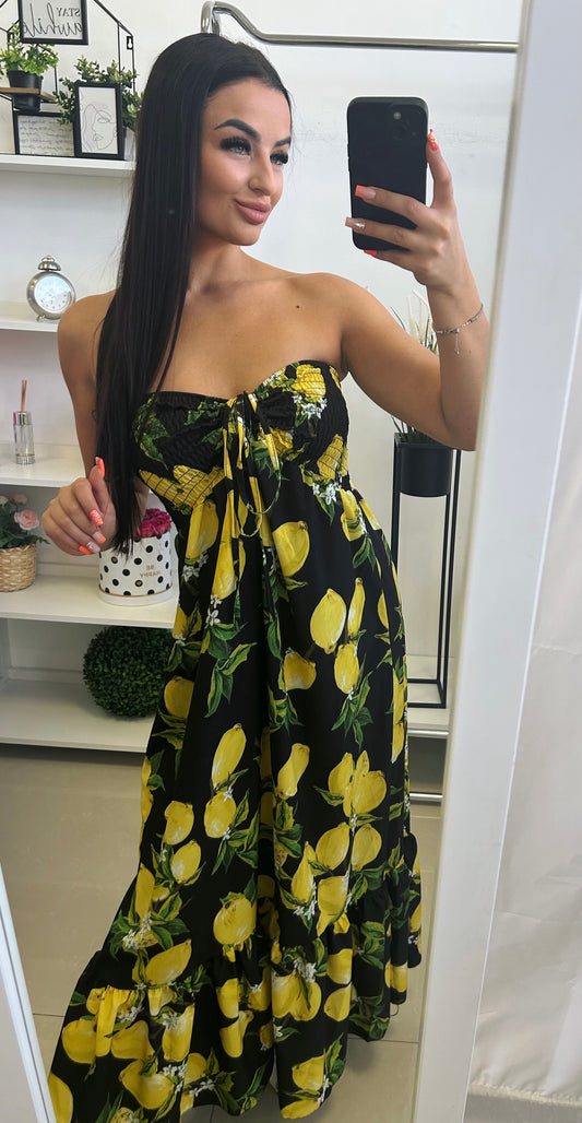 2909 🍋CITROM mellnél húzott ruha