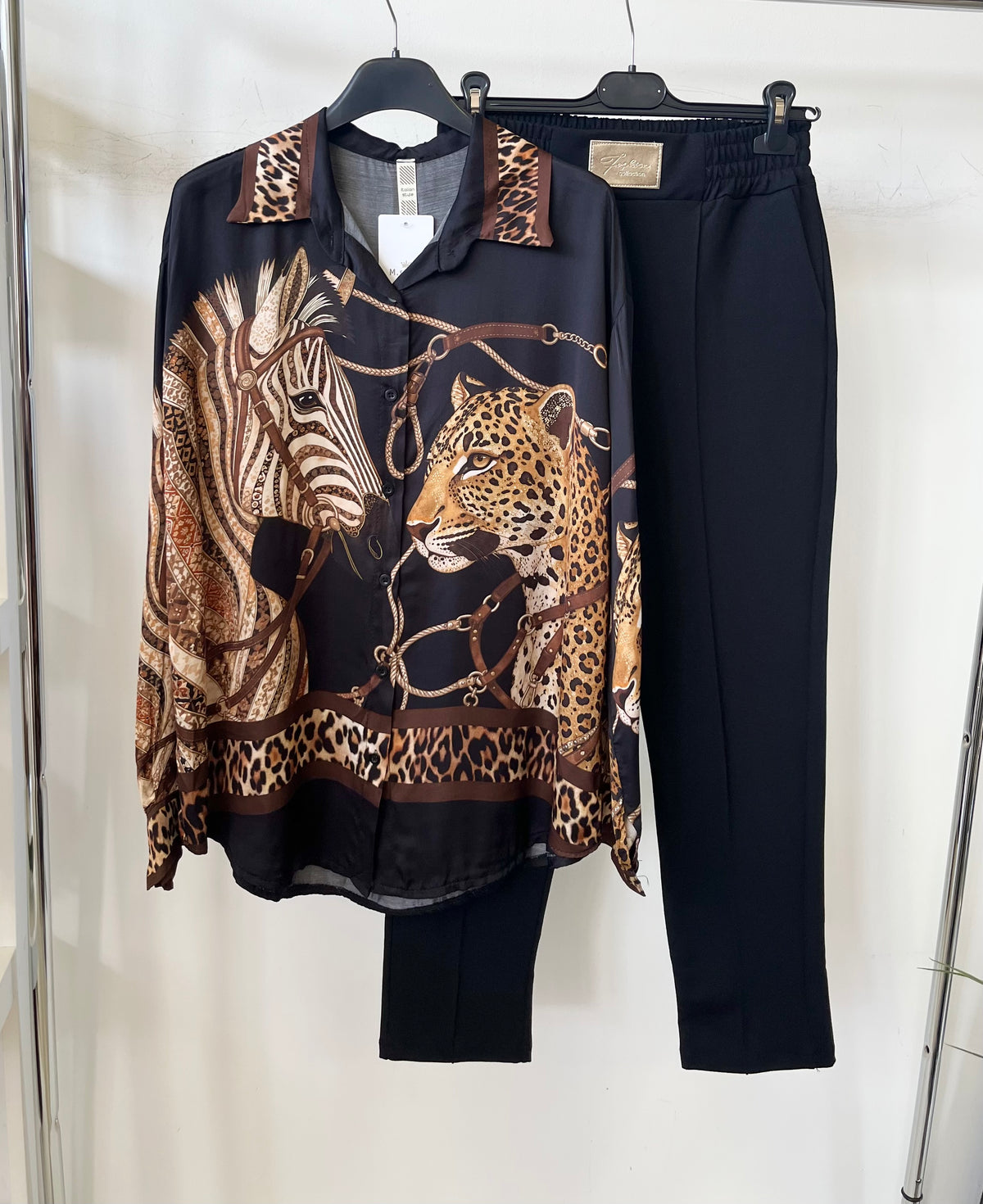36158 LEOPÁRD-ZEBRA mintás selyemfényű blúz