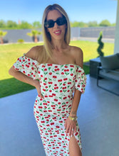 Kép betöltése a galériamegjelenítőbe: 41070 PANNI dupla fodros vállú CHERRY  ruha
