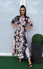 Kép betöltése a galériamegjelenítőbe: 10500 LUCY virágos öves vászon ruha
