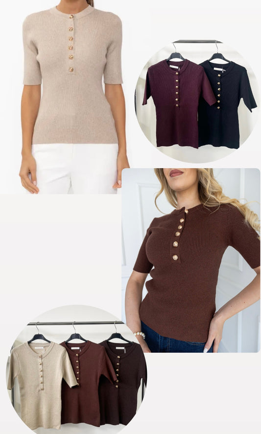 6003 KATRIN arany gombos felső lurex szállal
