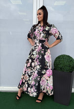 Kép betöltése a galériamegjelenítőbe: 10500 LUCY virágos öves vászon ruha
