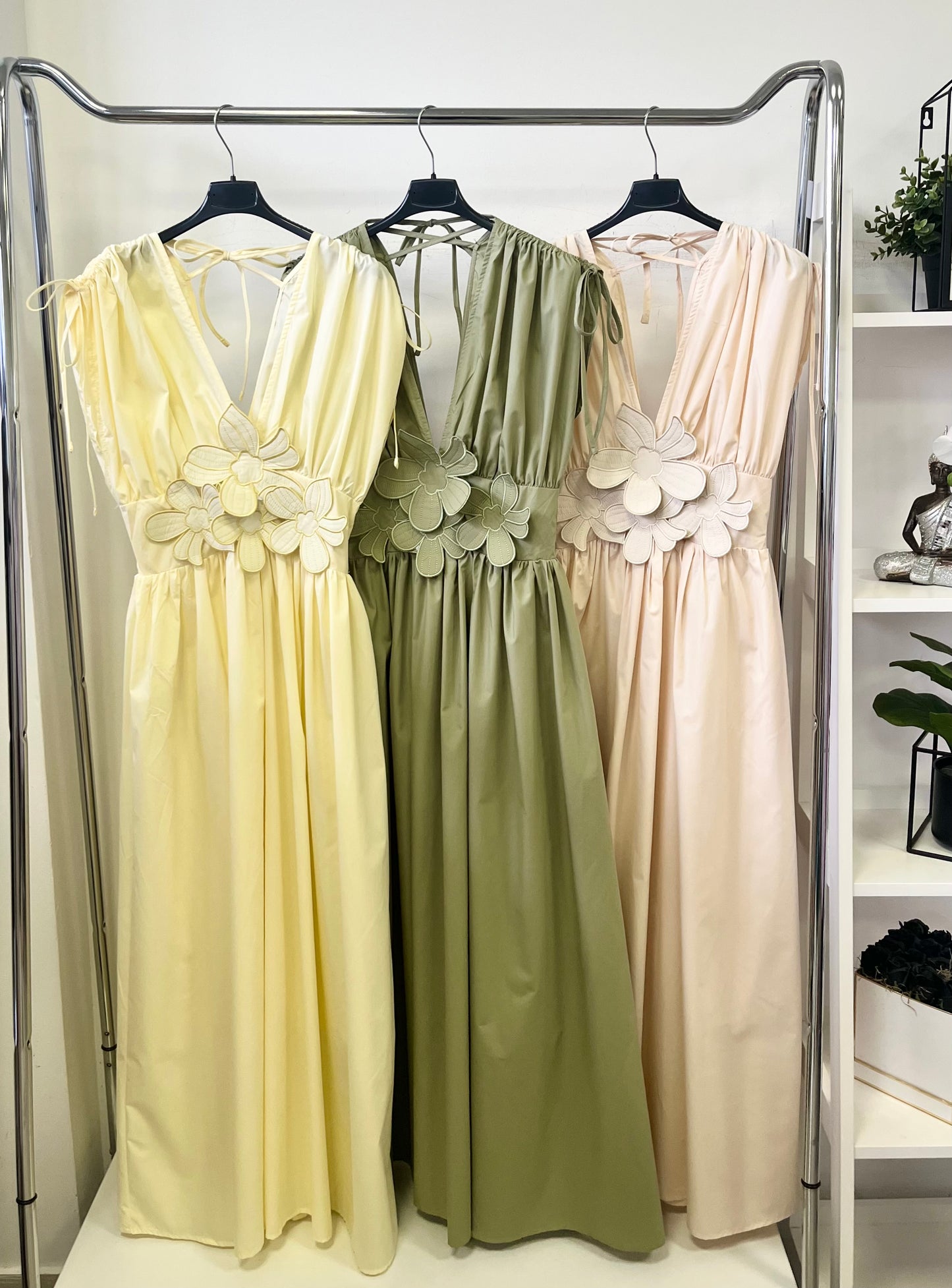 13585 SINDY vászon maxi ruha
