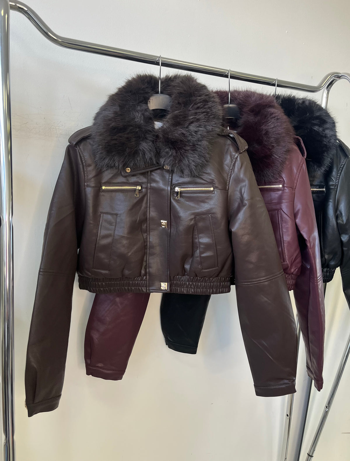 9413 ALASKA szőrme galléros műbőr kabát