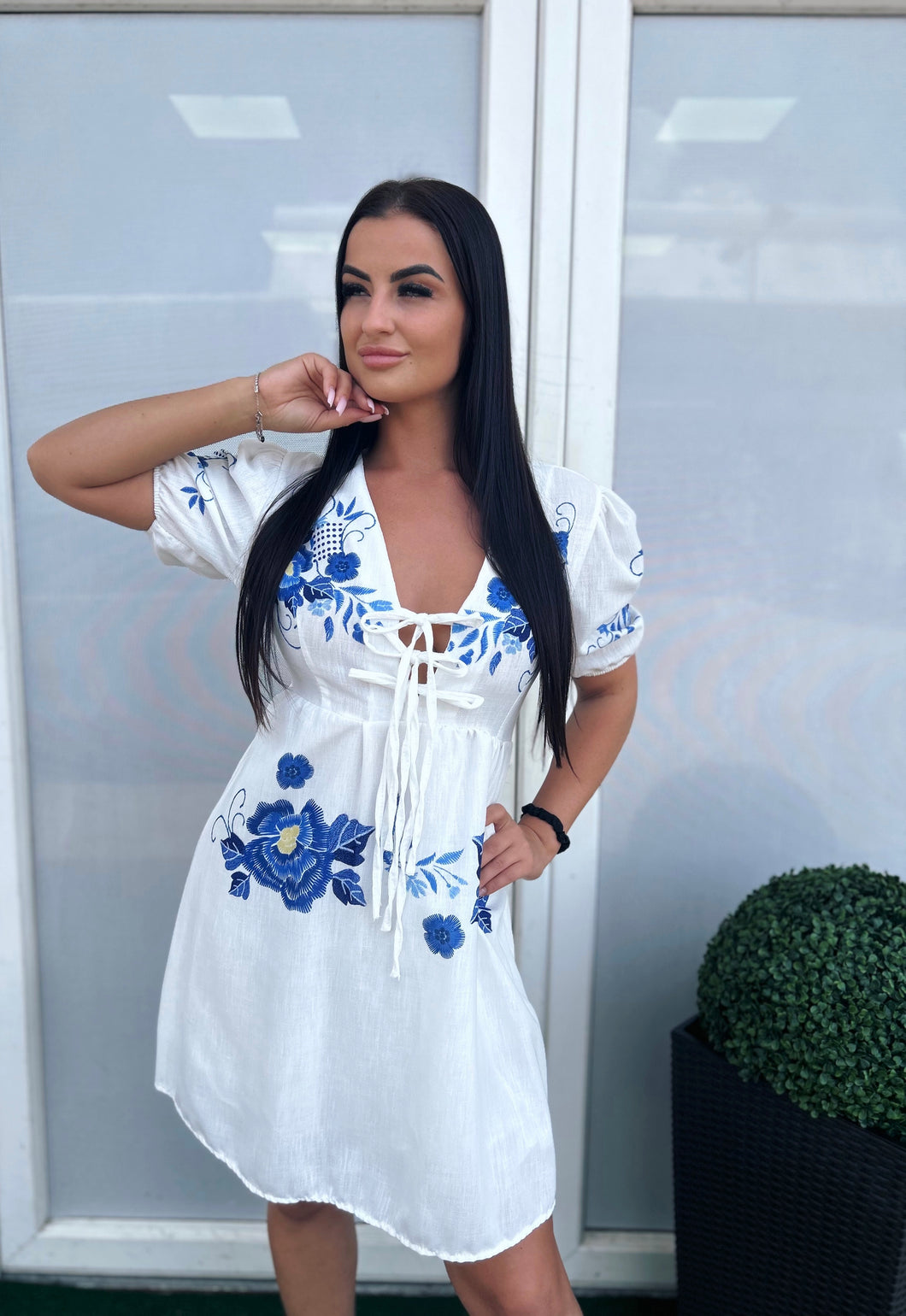 241163 ANETT virág motívumos vászon ruha