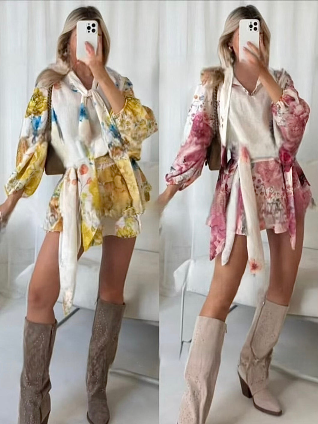 3638 CLARISS virágos vászon miniruha