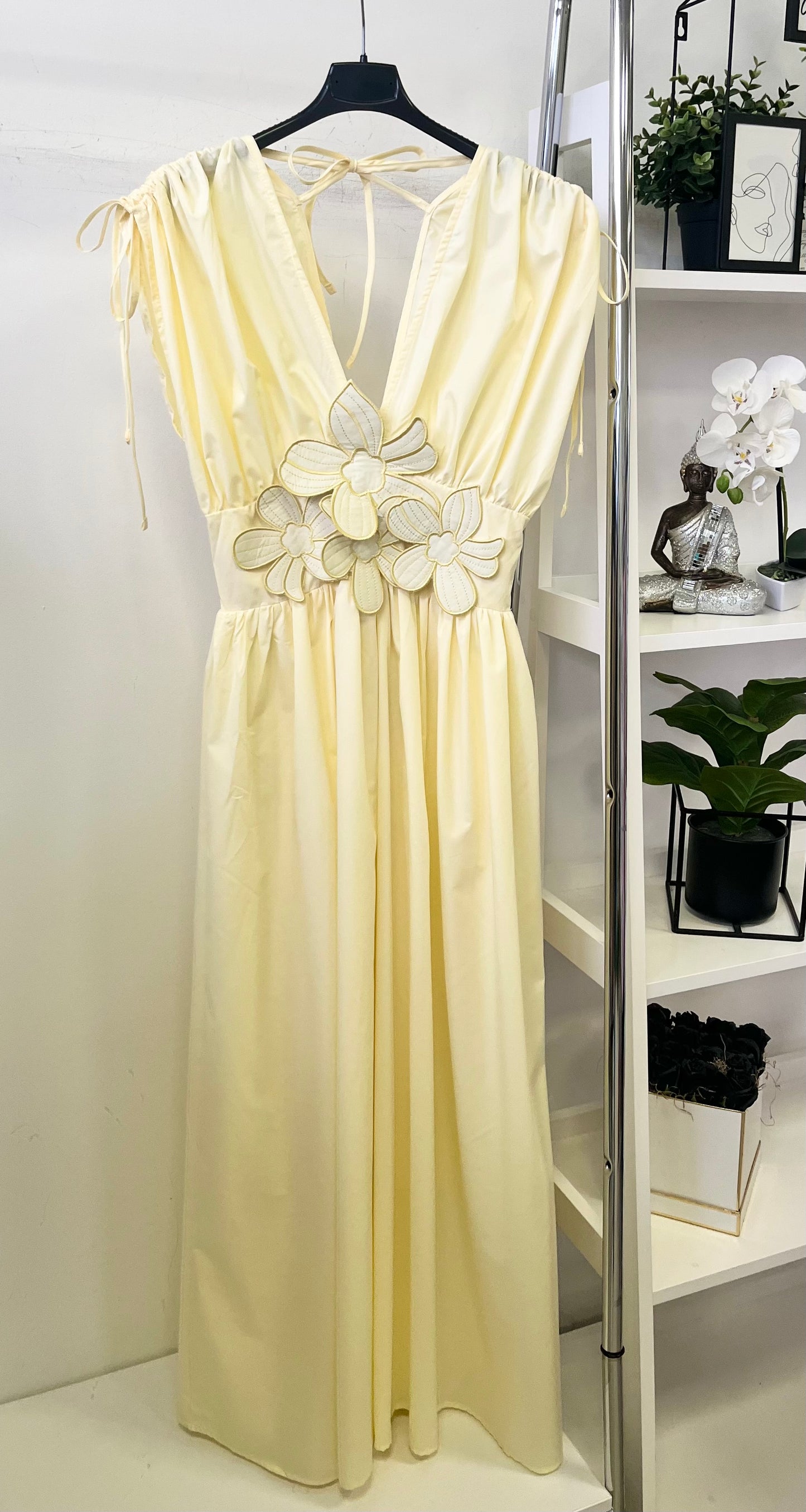 13585 SINDY vászon maxi ruha