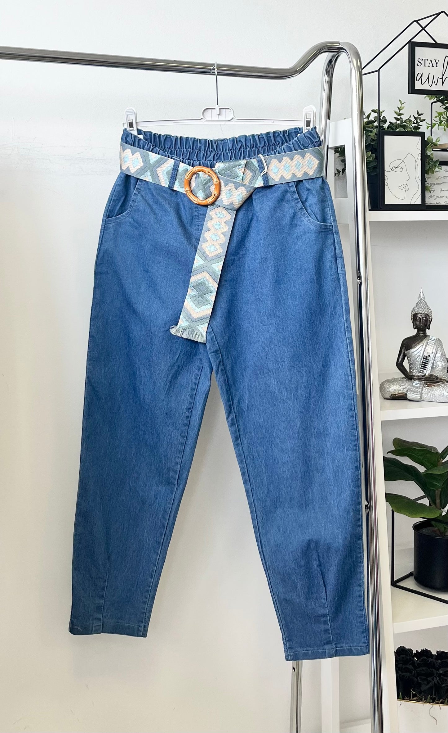 0520 BETTA nyári farmer nadrág övvel