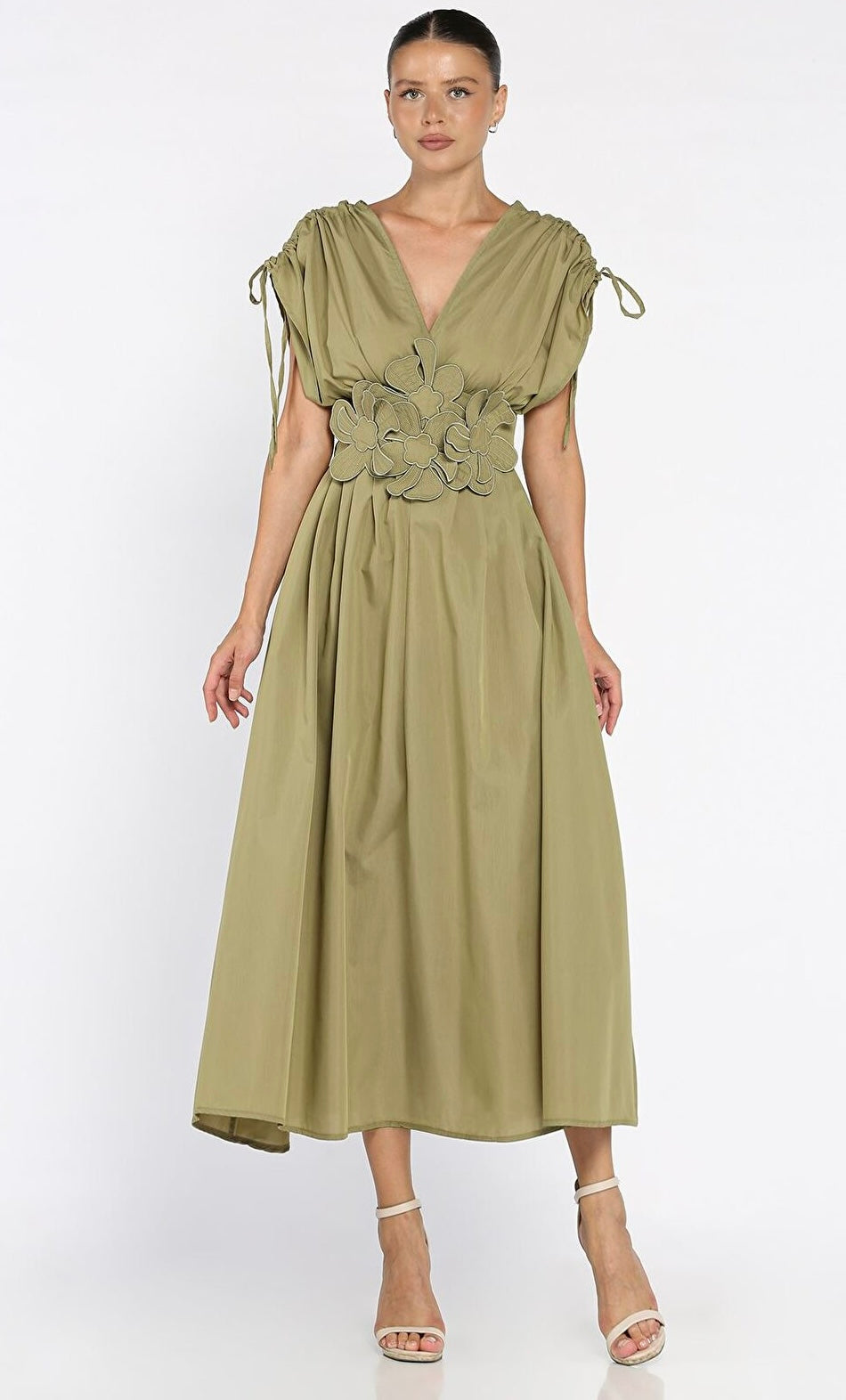 13585 SINDY vászon maxi ruha