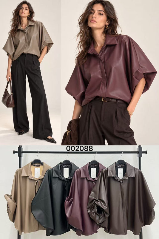 002088 BONITA oversized műbőr ing
