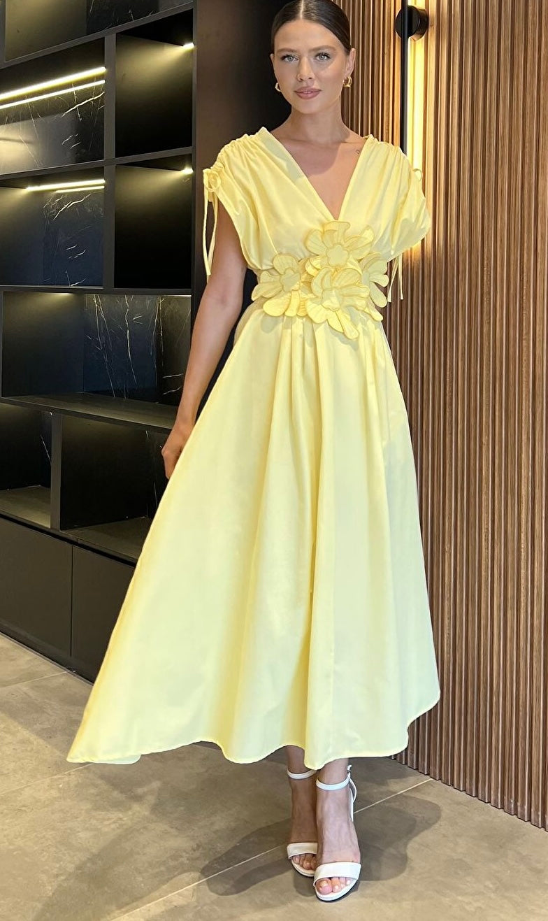 13585 SINDY vászon maxi ruha