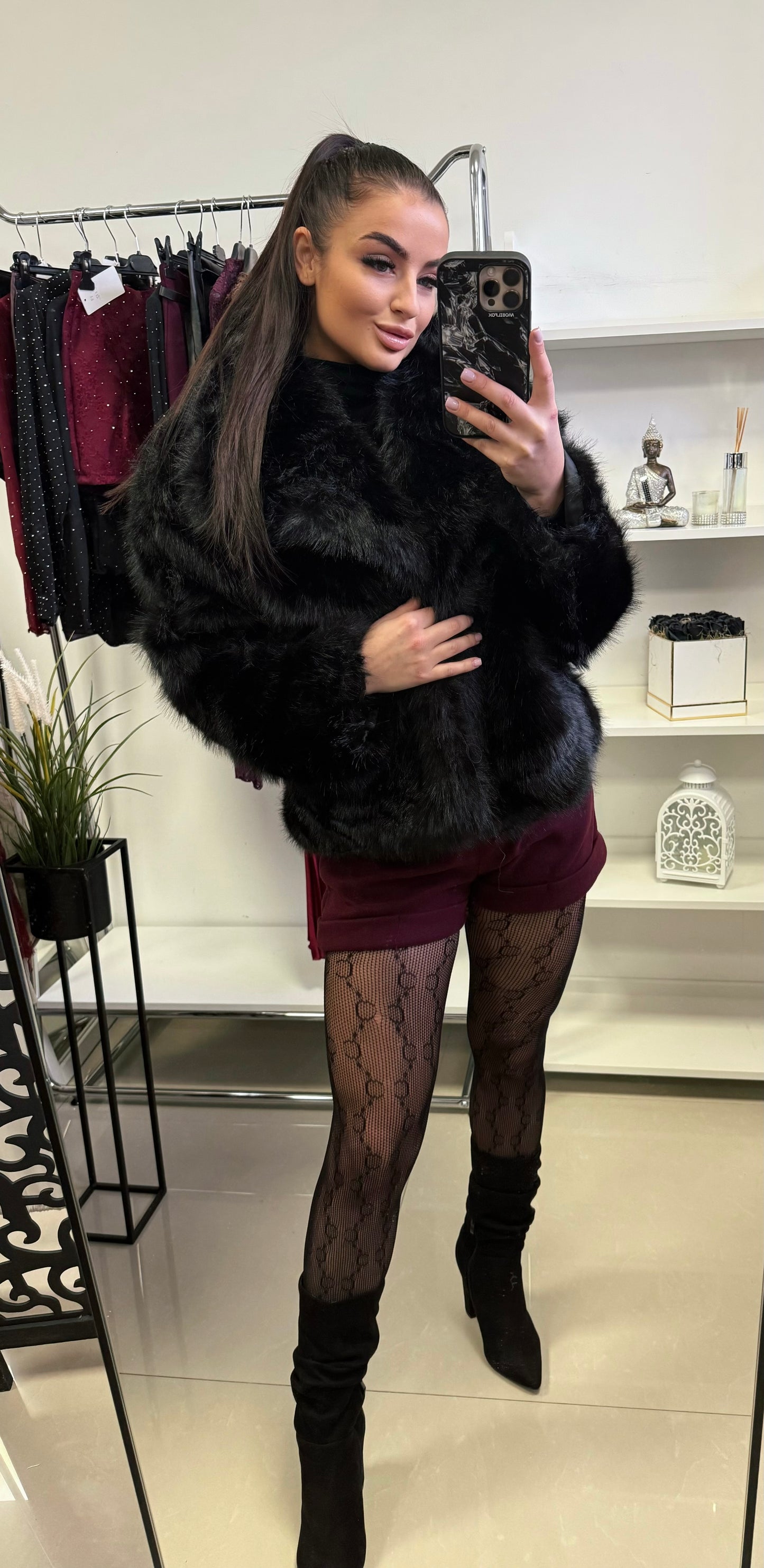 ZNS13 JENNY fekete műszőrme bunda