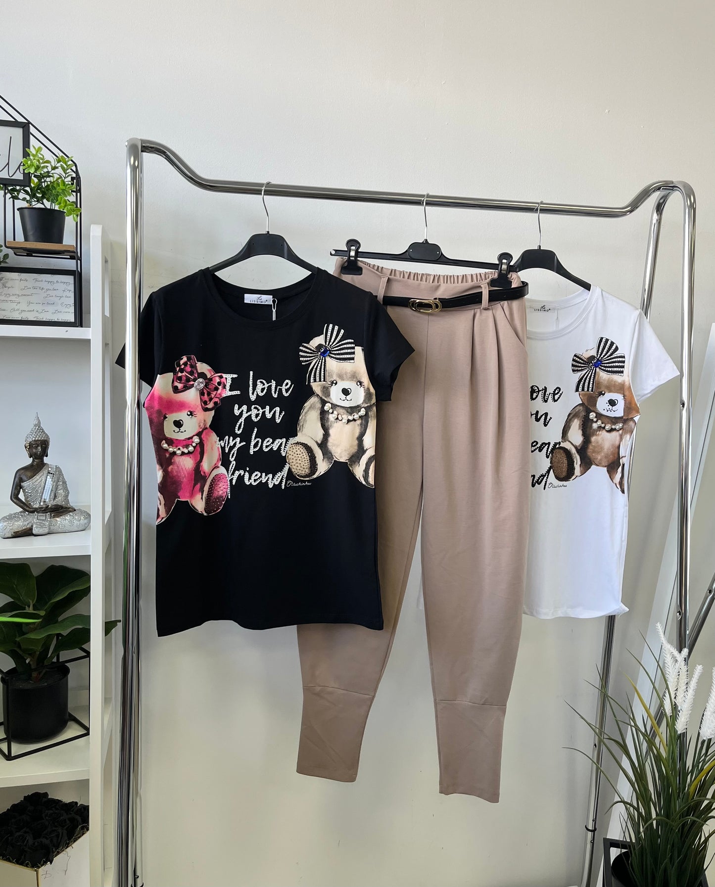 201 BEAR FRIENDS maci strasszos pamut póló