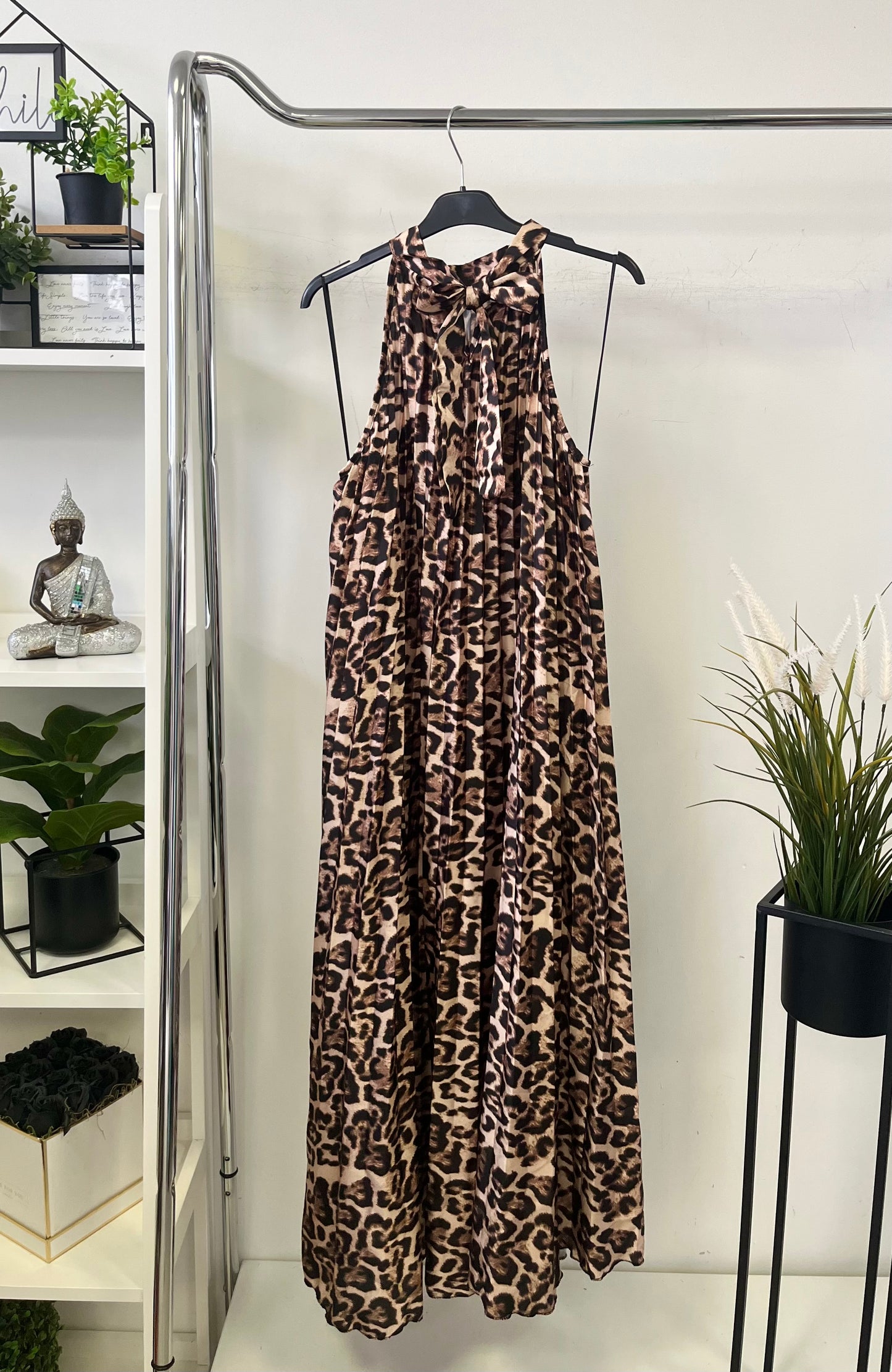 2294 LEOPÁRD pliszírozott maxi ruha