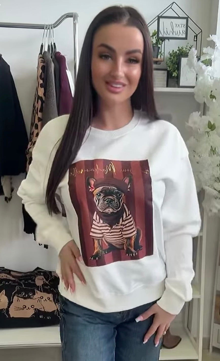 3626 BONJOUR BULLDOG pamut pulóver