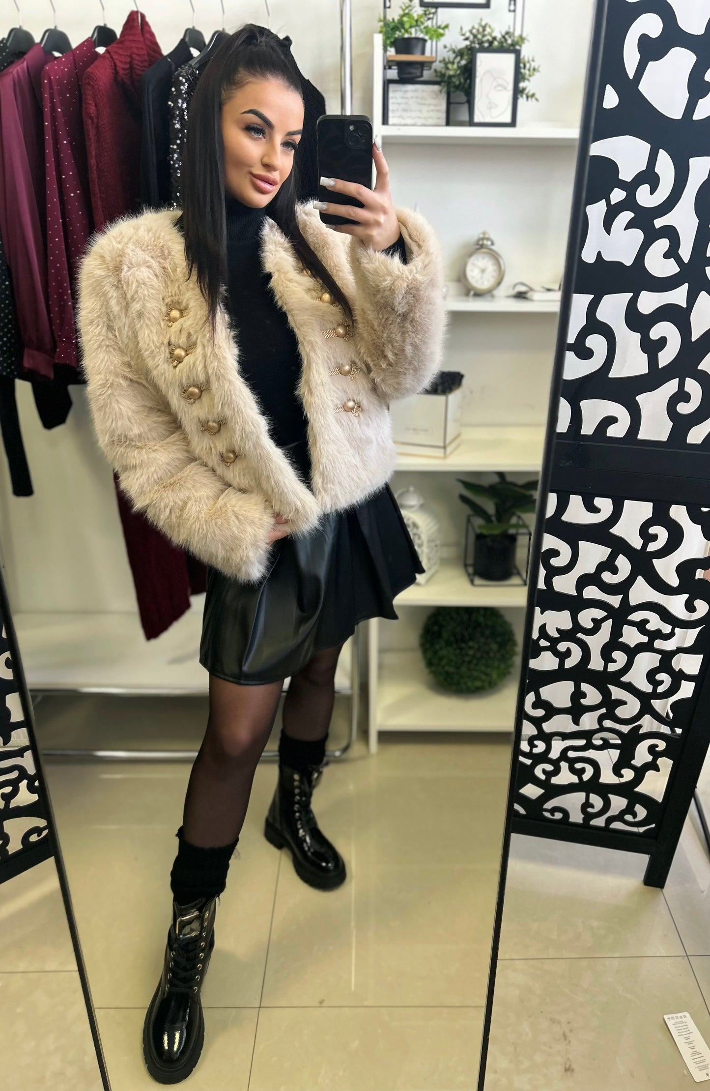 8468 ALIDA arany gombos műszőr bunda