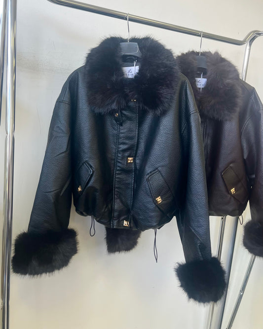 9429 LISSA oversized szőrmės műbőr kabát