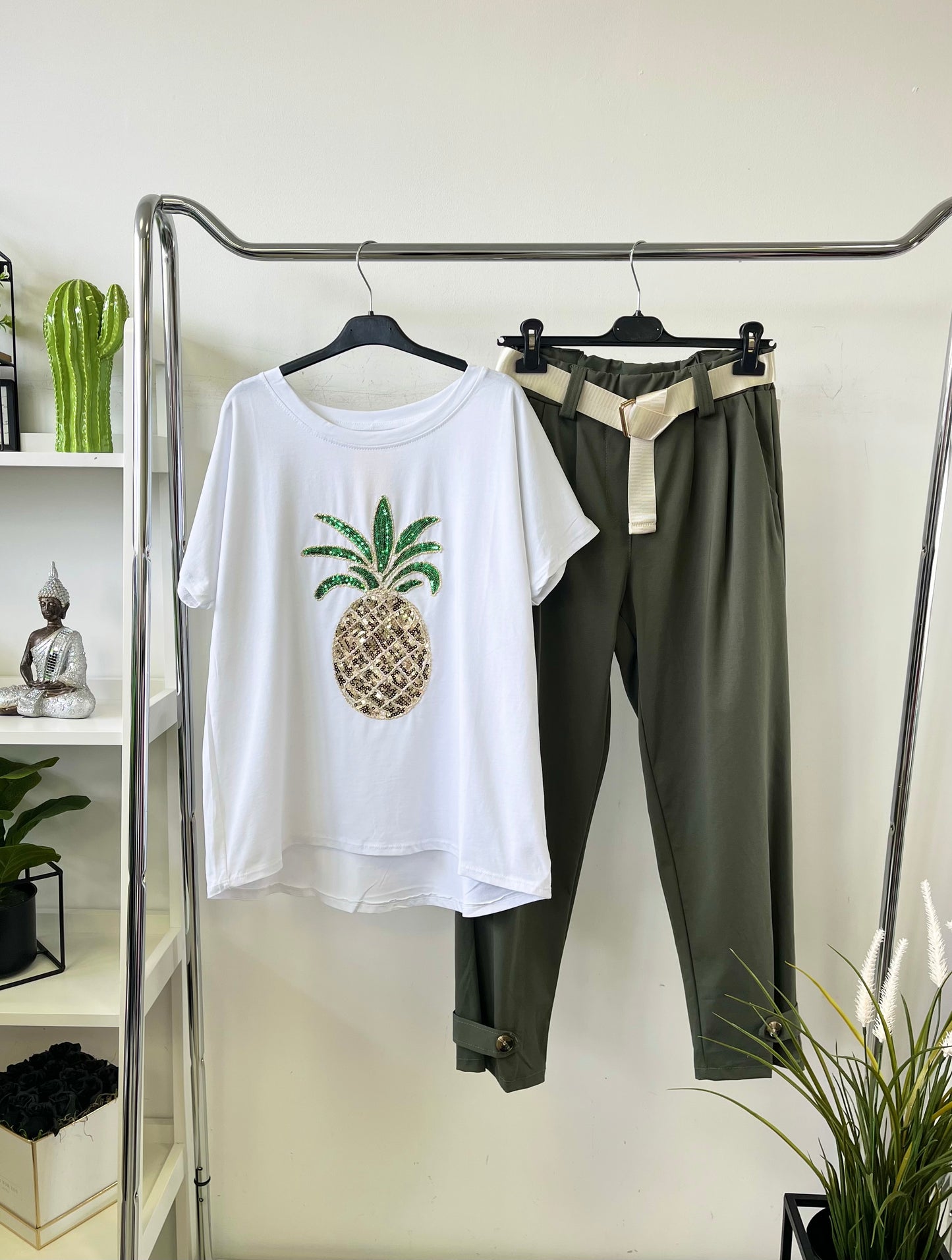 299 OVERSIZE ANANÁSZ flitteres póló