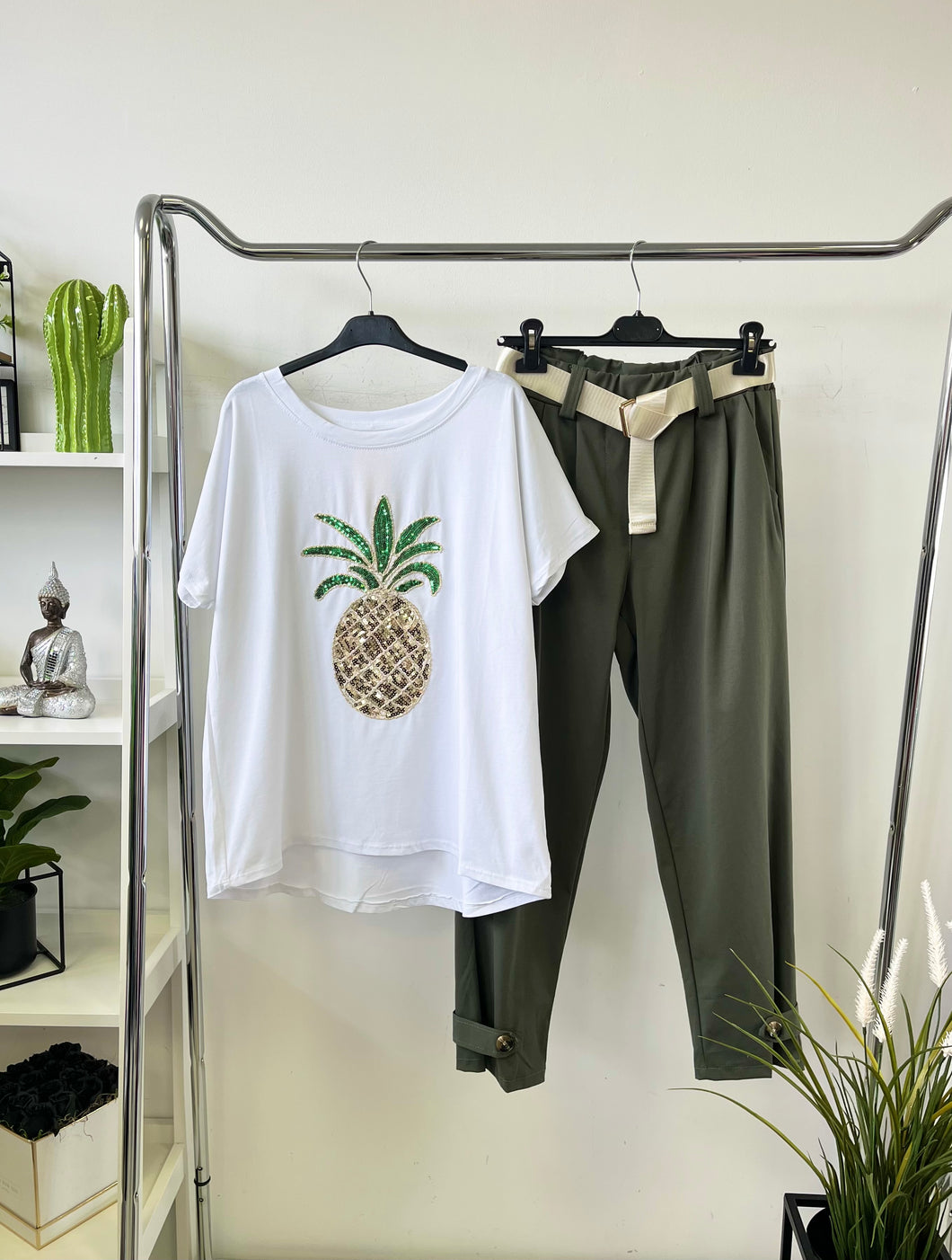 299 OVERSIZE ANANÁSZ flitteres póló