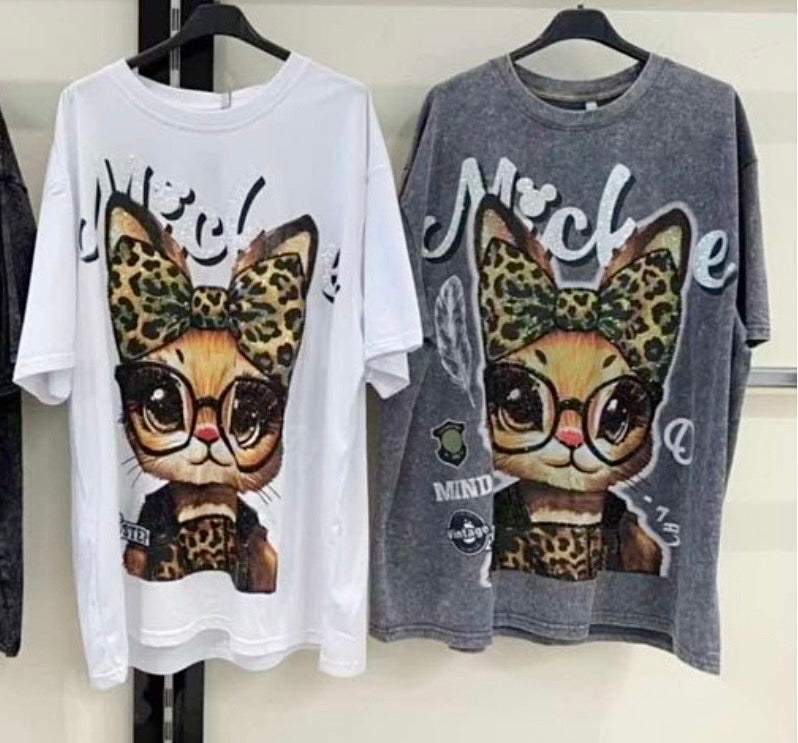 9105 CAT flitteres oversized póló/tunika