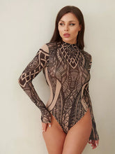 Kép betöltése a galériamegjelenítőbe: 20969 GIGI strasszos necc  mintás body
