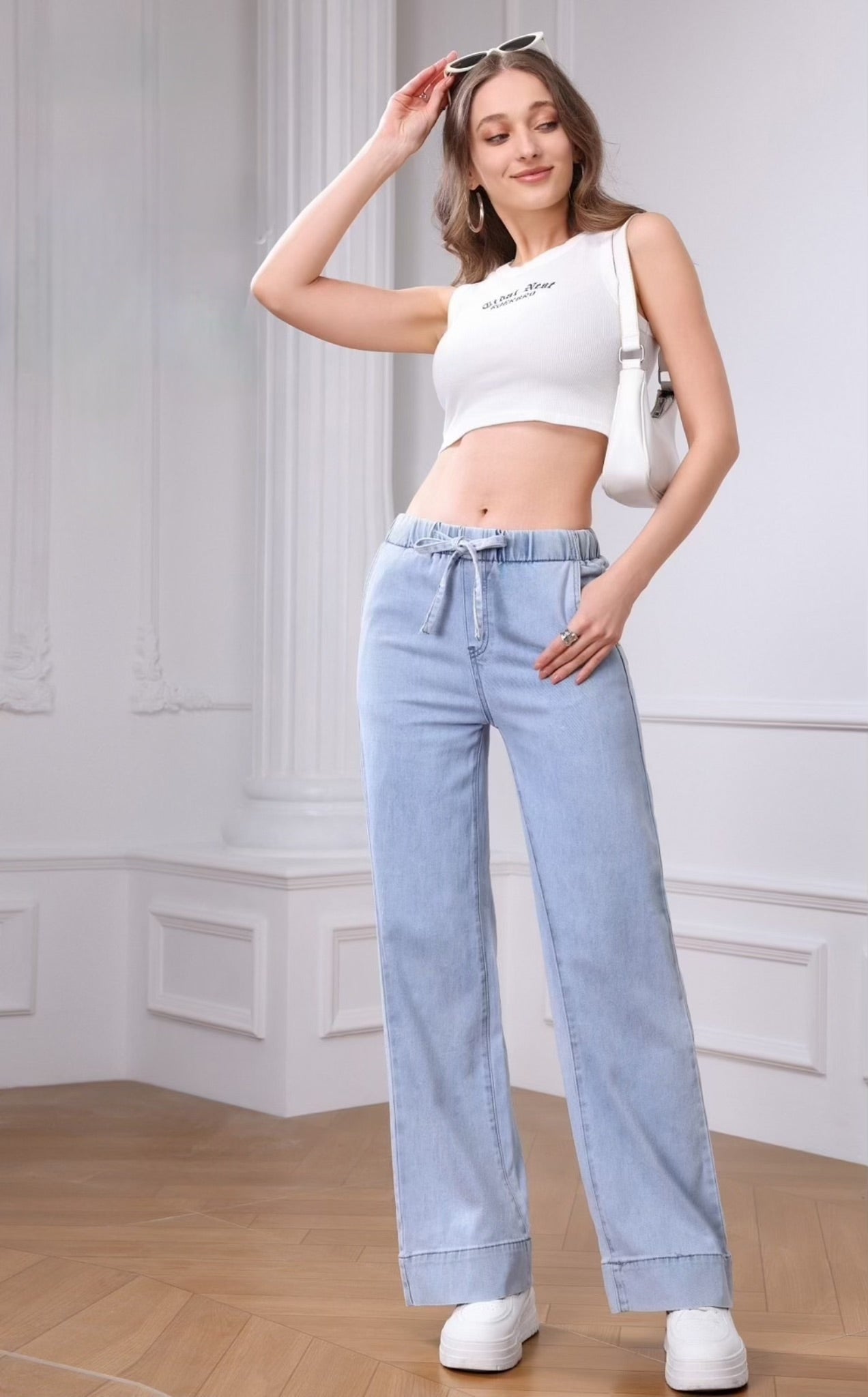8070 EVELYN kötős extra hosszú bőszárú farmer