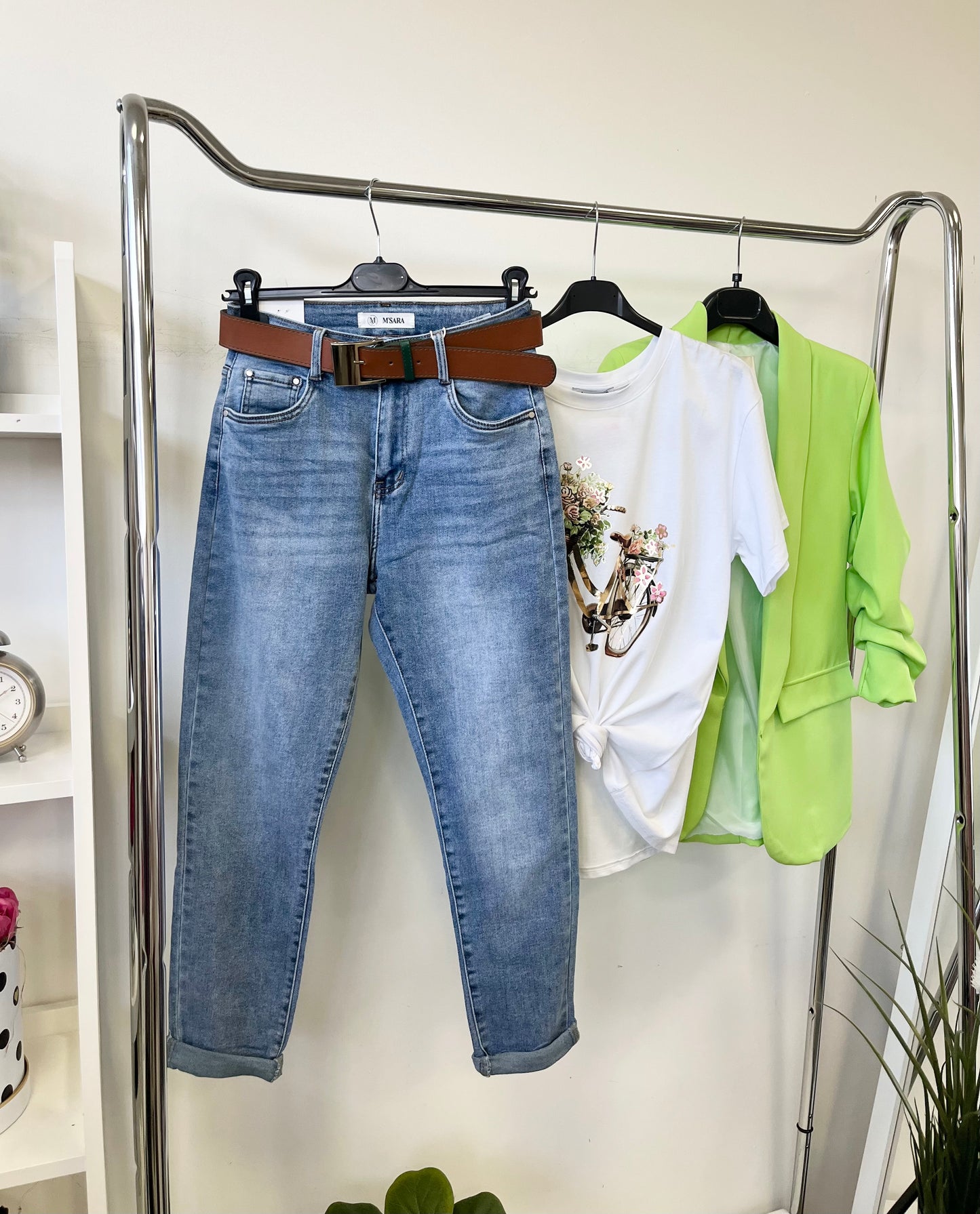 2939 BLUE Mom fit farmernadrág