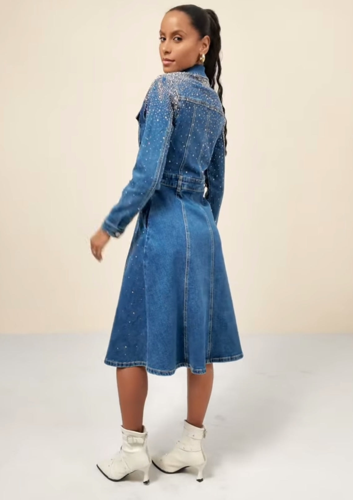 A2278-4 SELLY strasszos farmer ruha