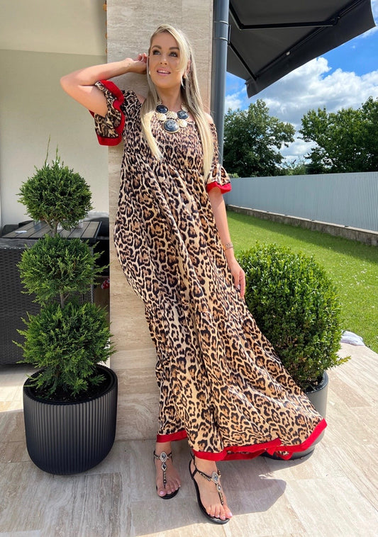 2892 LEONA leopárd maxi ruha