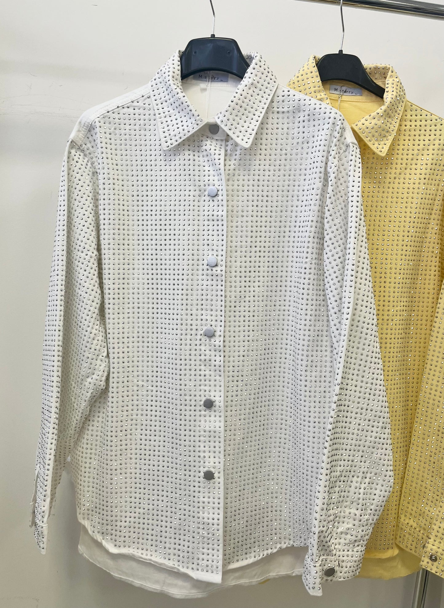 0185 YELLOW strasszköves oversize ing