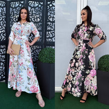 Kép betöltése a galériamegjelenítőbe: 10500 LUCY virágos öves vászon ruha
