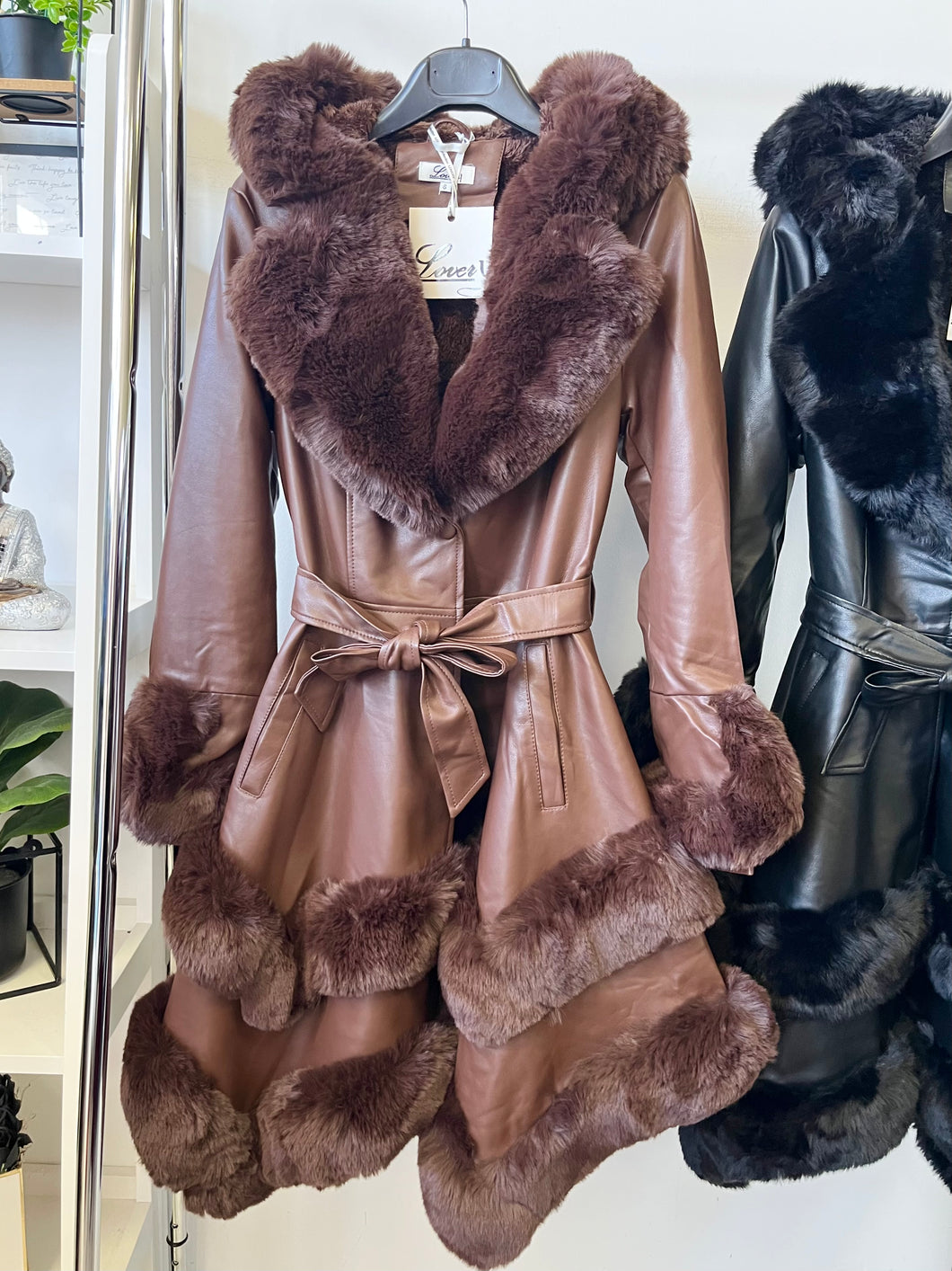 22009 GINA  harang szoknyás műbőr szőrmés kabát