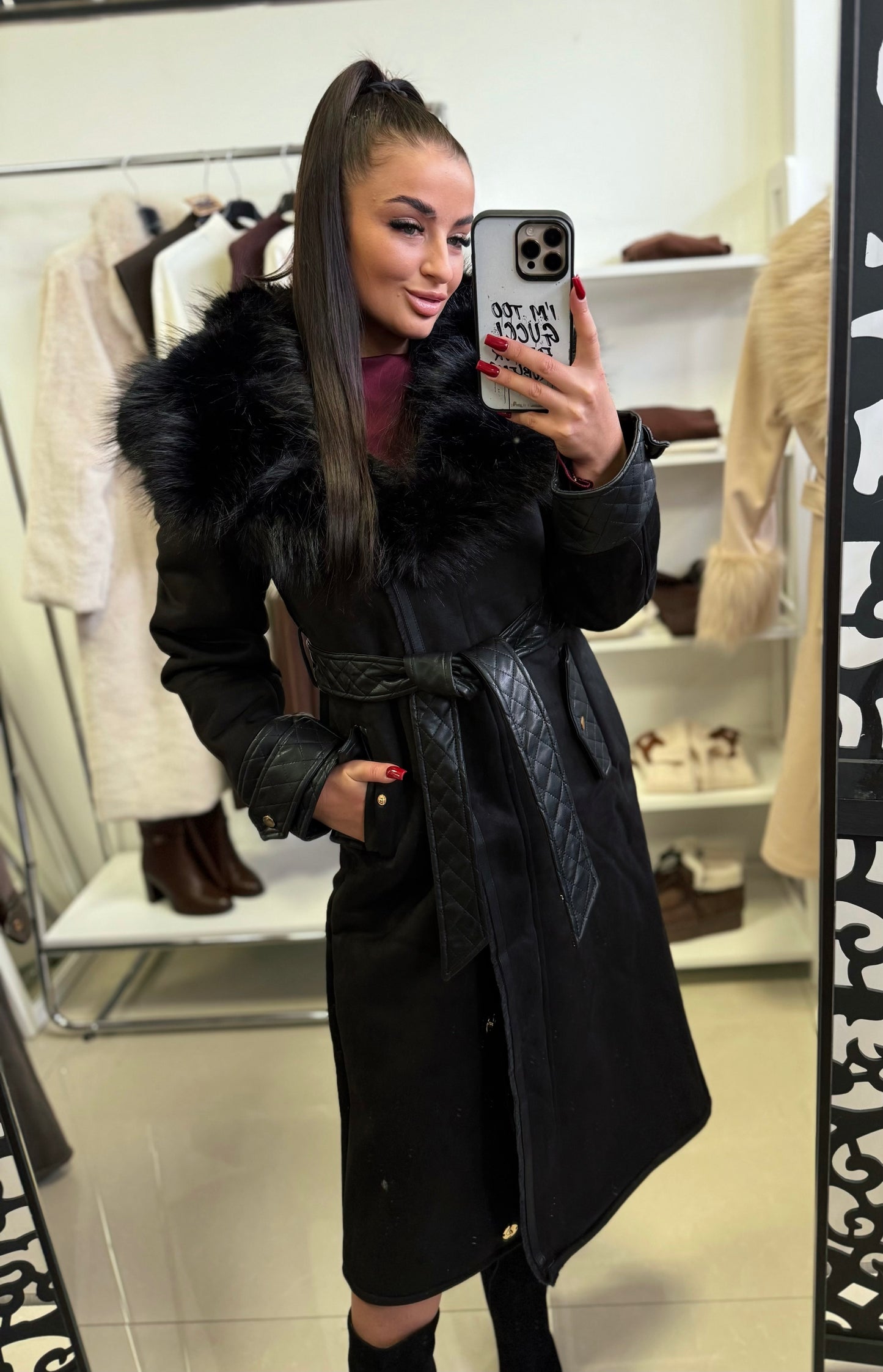 8878 AMANDA műirha szőrme galléros kabát