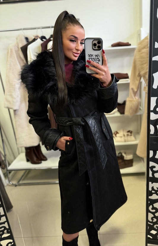 8878 AMANDA műirha szőrme galléros kabát