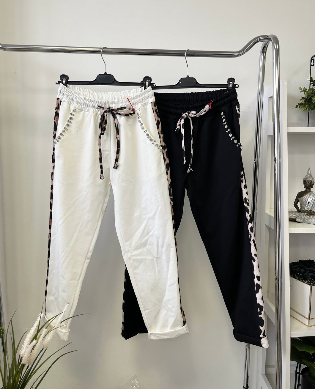 21520 LEOPÁRD csikos starsszköves pamut nadrág