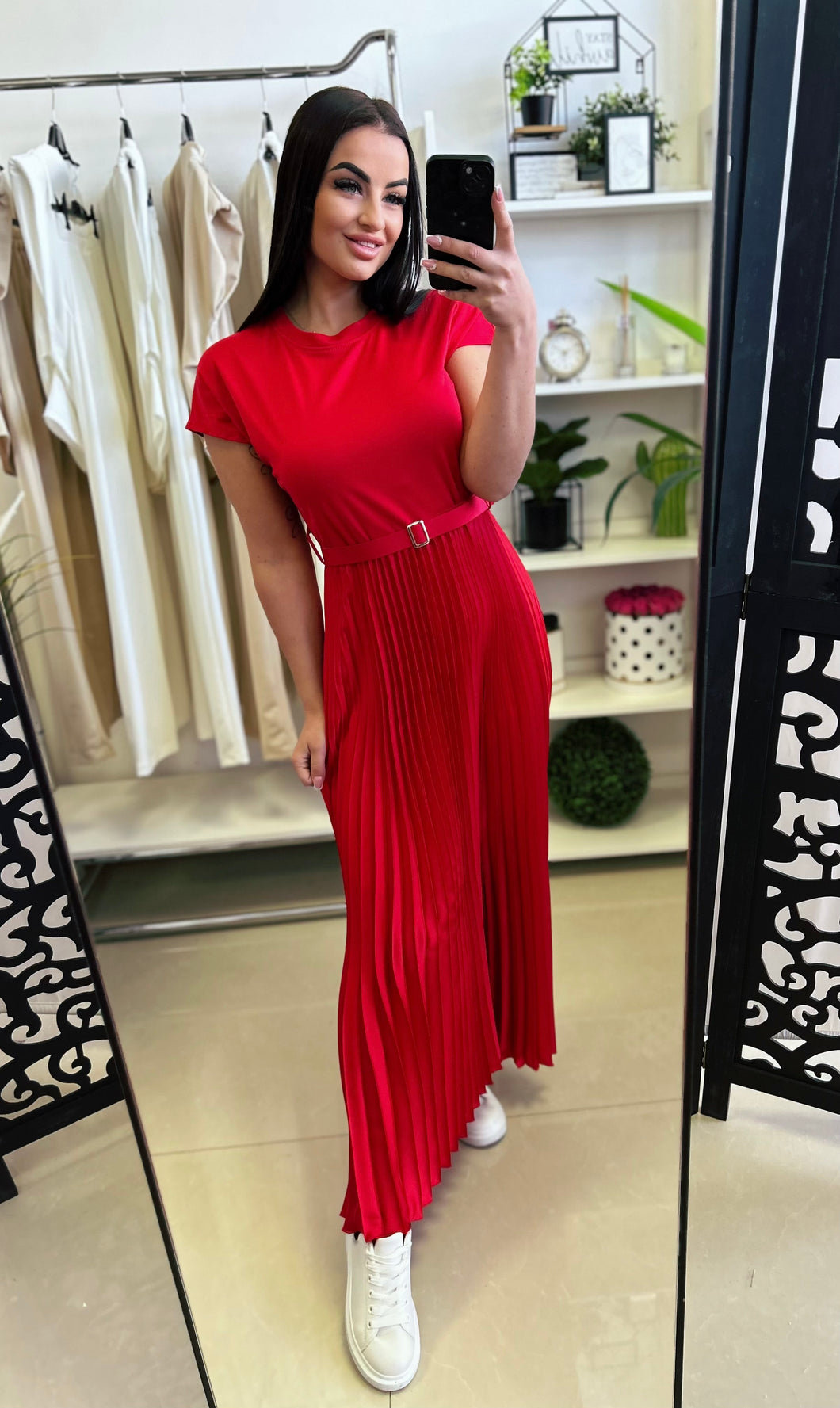 3735 CLARA pliszírozott szoknyás ruha