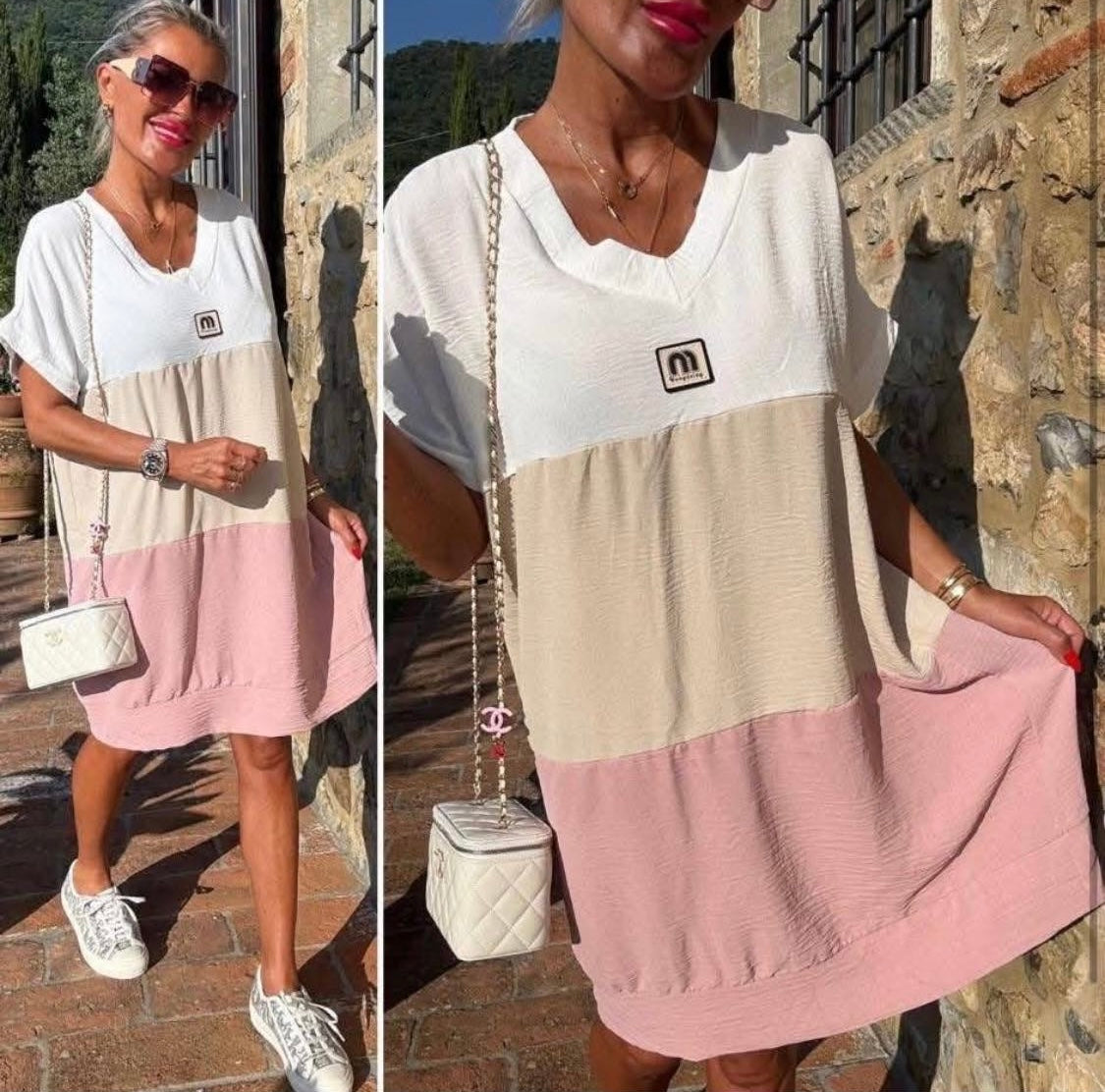 25196 TRICOLOR oversize ruha/tunika