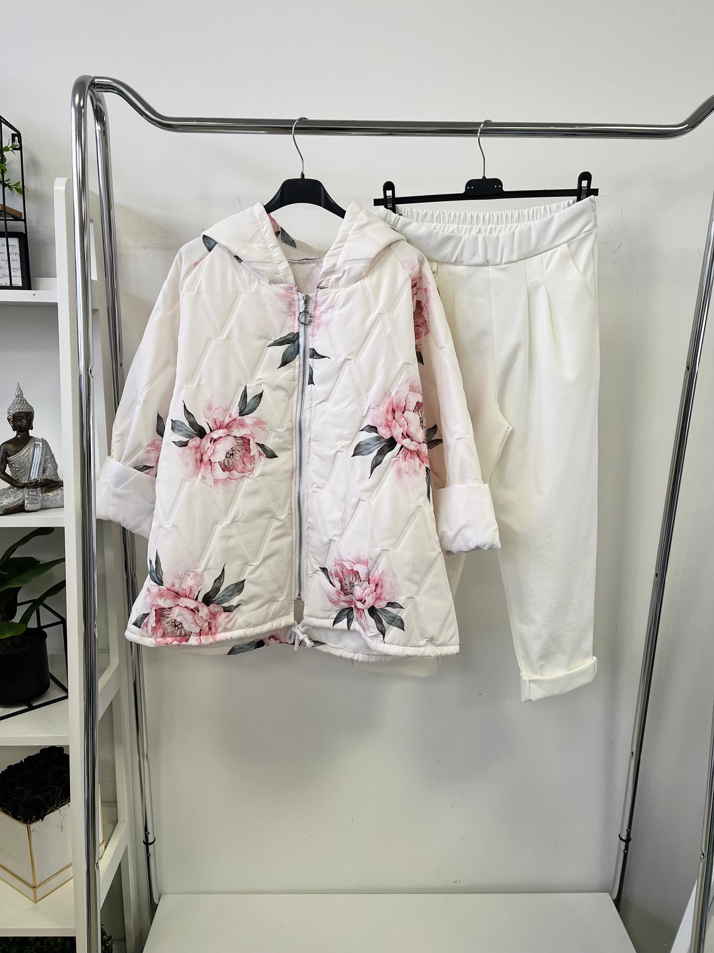 89721 ROSY virágos oversize kapucnis tavaszi kabát