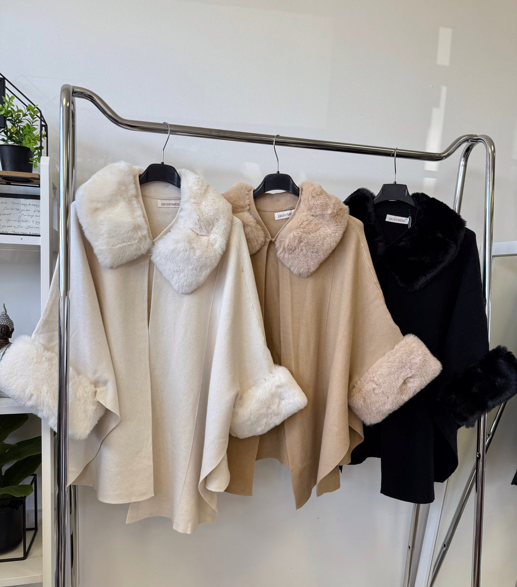 60517 ODETT szőrmés poncsó/ kardigán