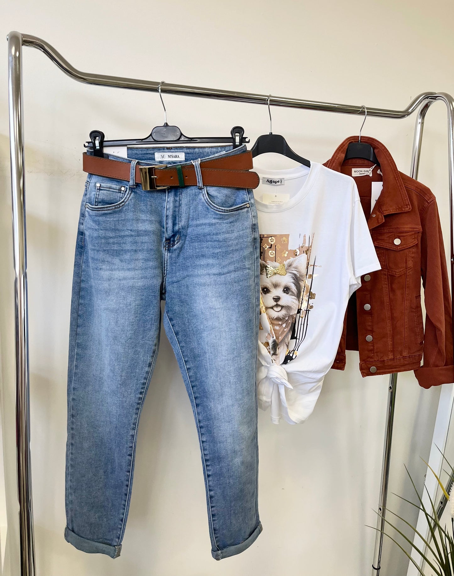 2939 BLUE Mom fit farmernadrág