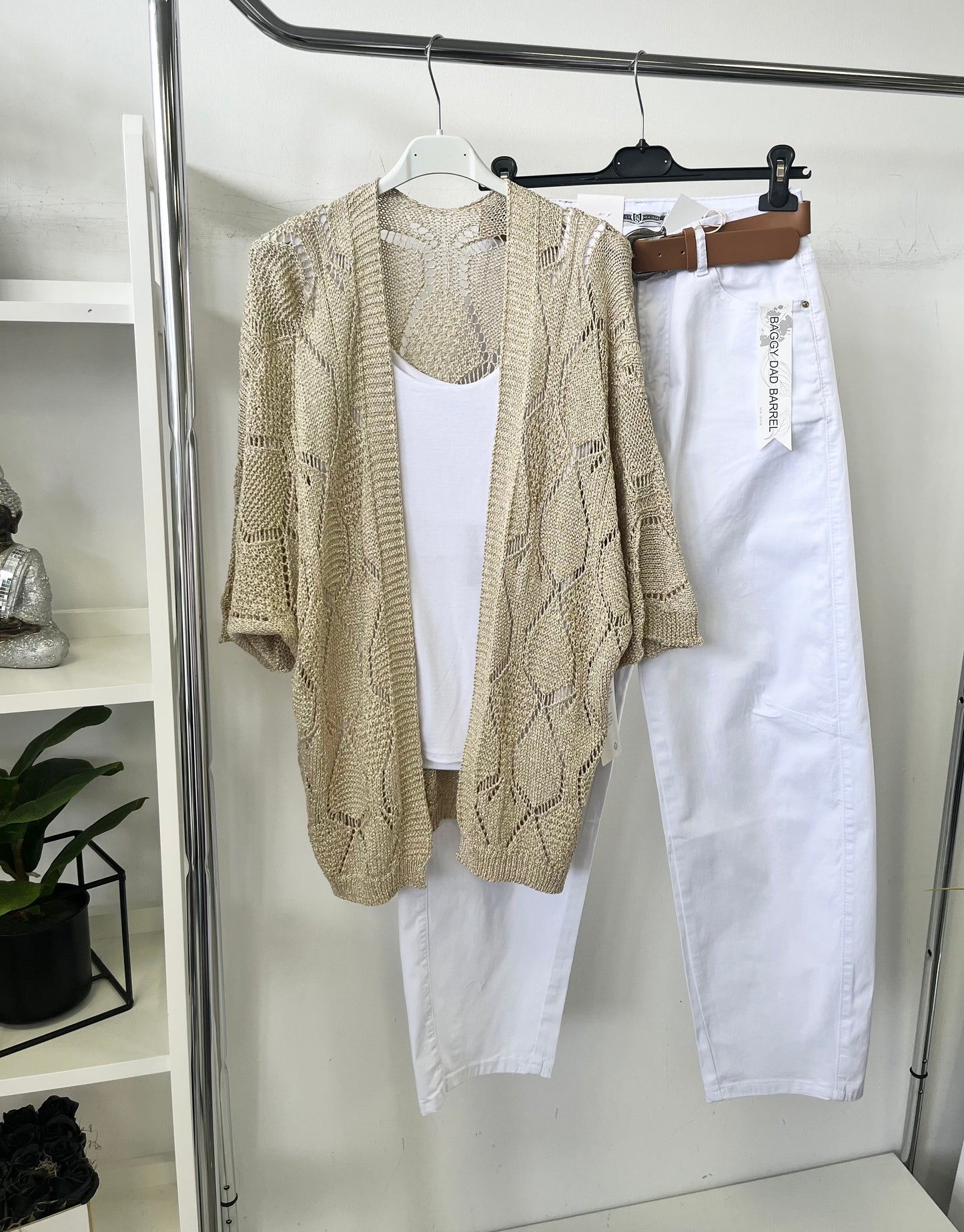10659 LUREX lyukacsos mintás kardigán