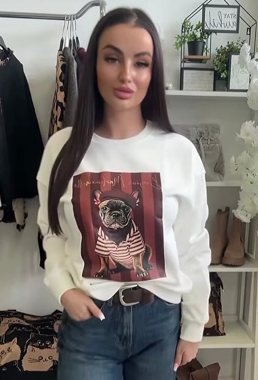3626 BONJOUR BULLDOG pamut pulóver