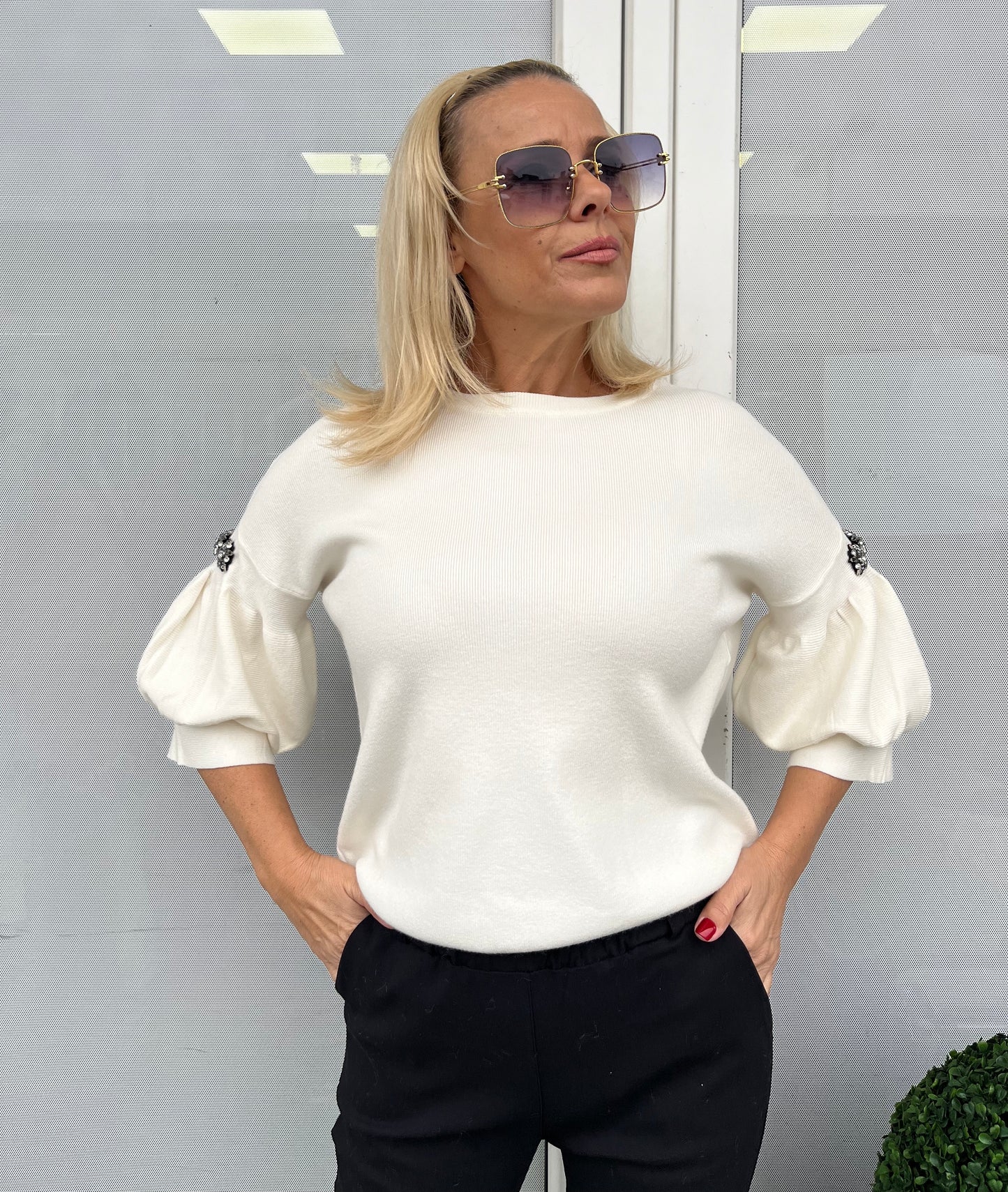 5996 GALINA köves rövid újjú kötött felső